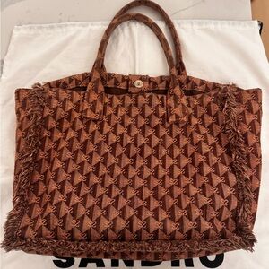 Sandro Textured Brown Tote Bag